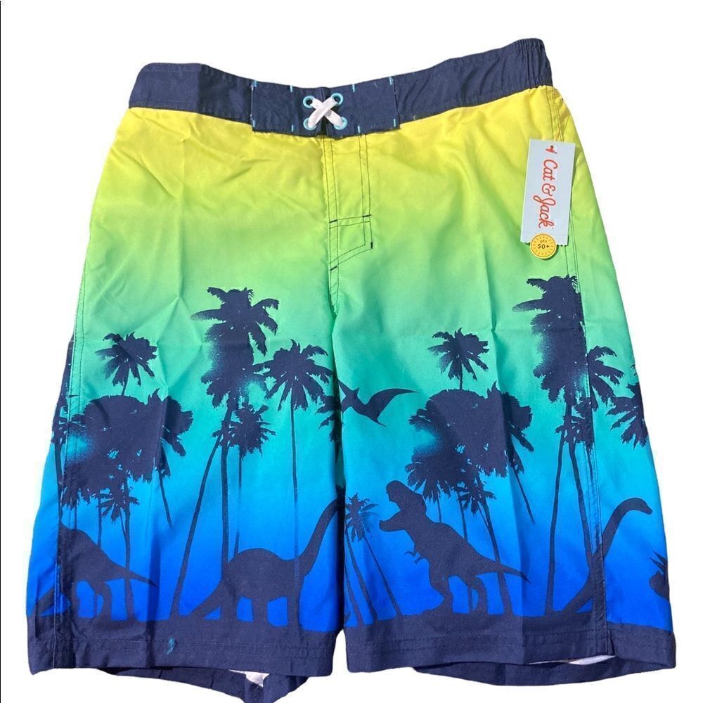 CAT & JACK FANTASTIC DINOSAUR SWIM TRUNKS / SZ: BOYS 16: HUSKY / NWT